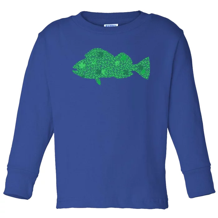 Green Clover Fish St Patrick's Day Love Fishing Great Gift Toddler Long Sleeve Shirt