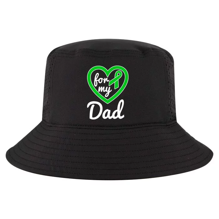 Gallbladder Cancer For Dad Awareness Green Ribbon Heart Cool Comfort Performance Bucket Hat