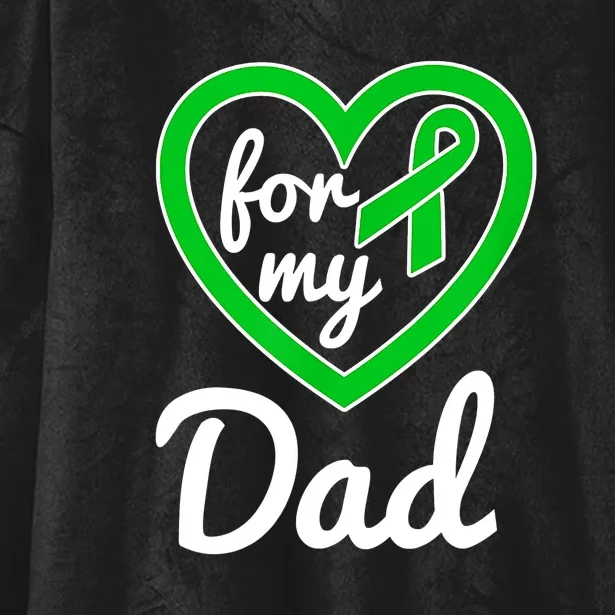 Gallbladder Cancer For Dad Awareness Green Ribbon Heart Hooded Wearable Blanket