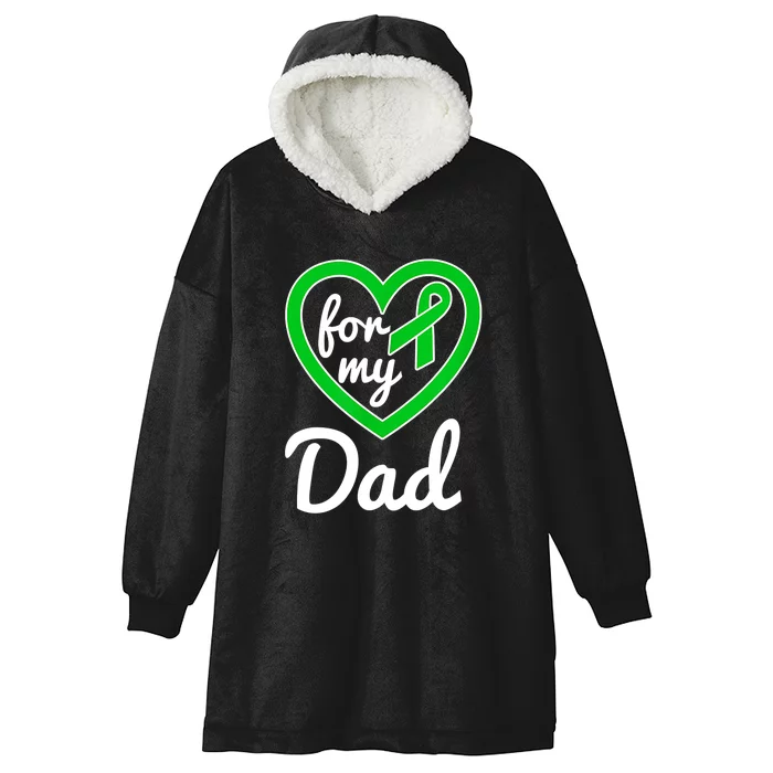 Gallbladder Cancer For Dad Awareness Green Ribbon Heart Hooded Wearable Blanket