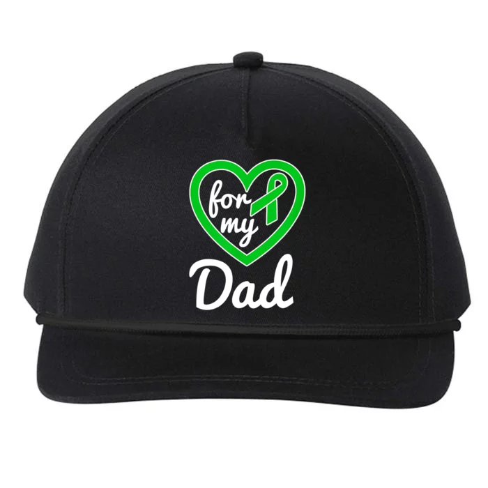 Gallbladder Cancer For Dad Awareness Green Ribbon Heart Snapback Five-Panel Rope Hat