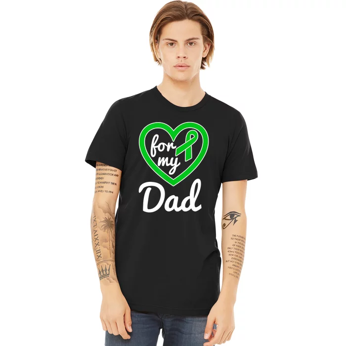 Gallbladder Cancer For Dad Awareness Green Ribbon Heart Premium T-Shirt