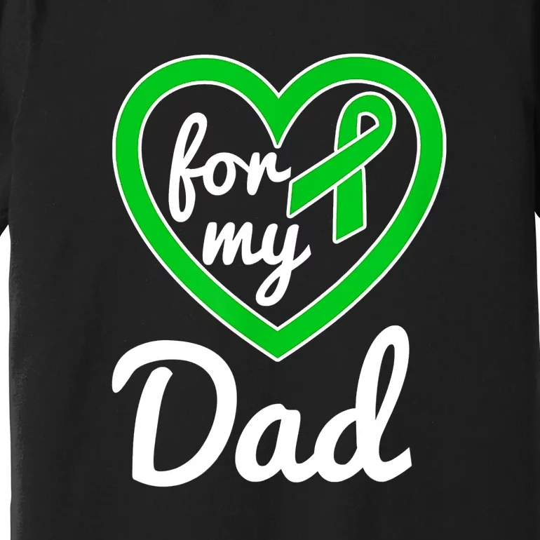 Gallbladder Cancer For Dad Awareness Green Ribbon Heart Premium T-Shirt