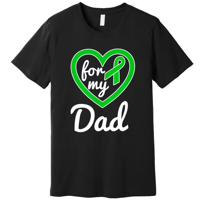 Gallbladder Cancer For Dad Awareness Green Ribbon Heart Premium T-Shirt