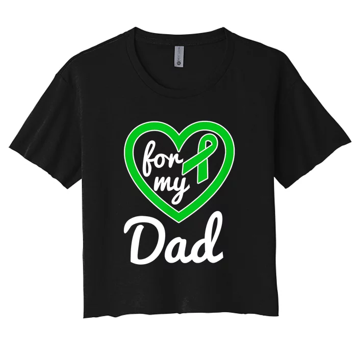 Gallbladder Cancer For Dad Awareness Green Ribbon Heart Women's Crop Top Tee