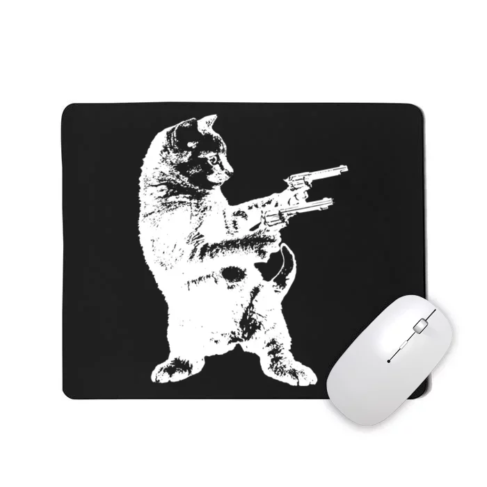 Gunslinger Cat Funny Gun Mousepad