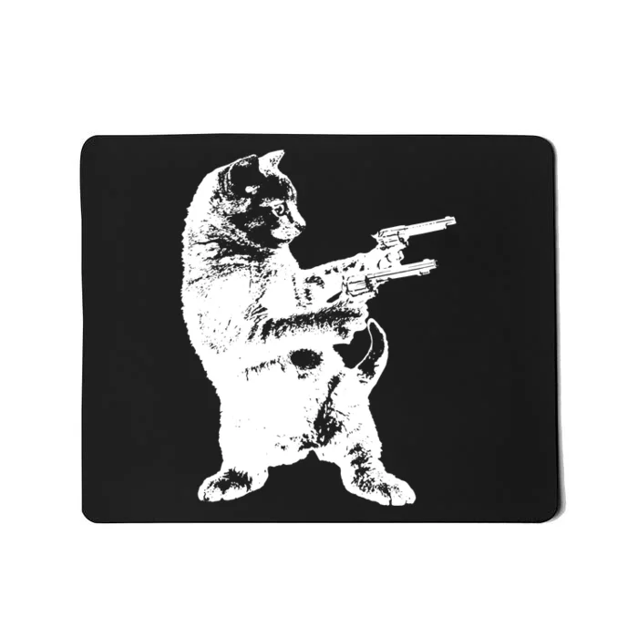 Gunslinger Cat Funny Gun Mousepad