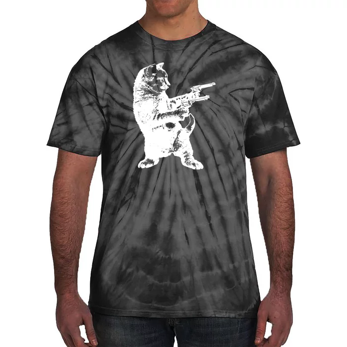 Gunslinger Cat Funny Gun Tie-Dye T-Shirt