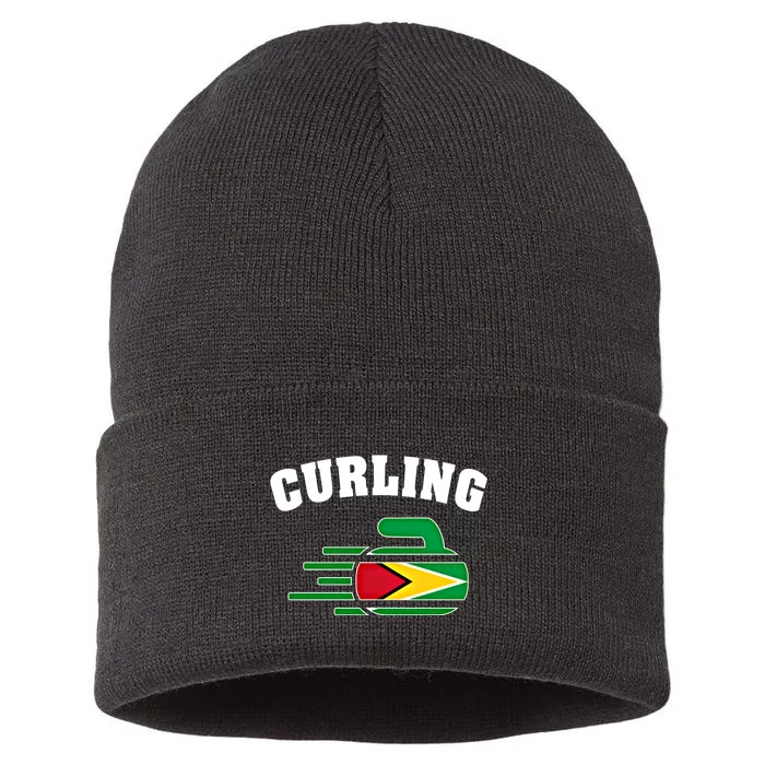 Guyana Curling Fans Jersey Guyanese Curlers Winter Sports Gift Sustainable Knit Beanie