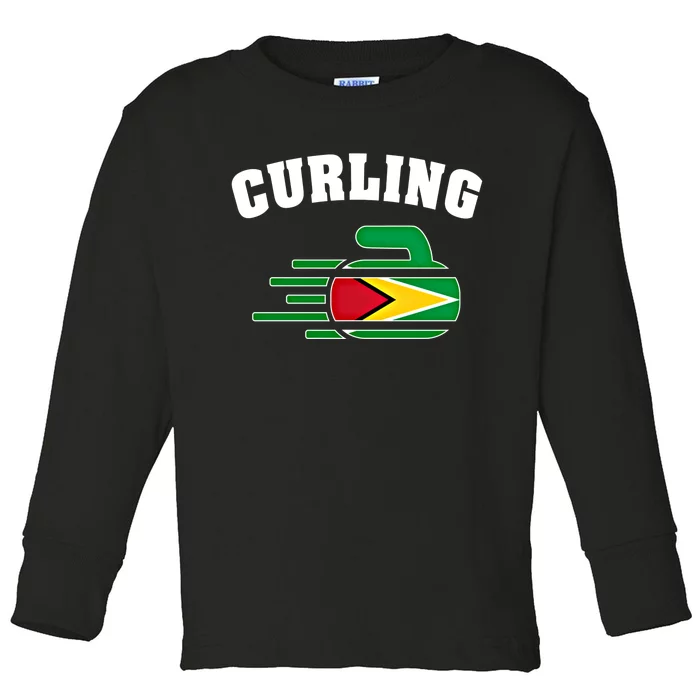 Guyana Curling Fans Jersey Guyanese Curlers Winter Sports Gift Toddler Long Sleeve Shirt