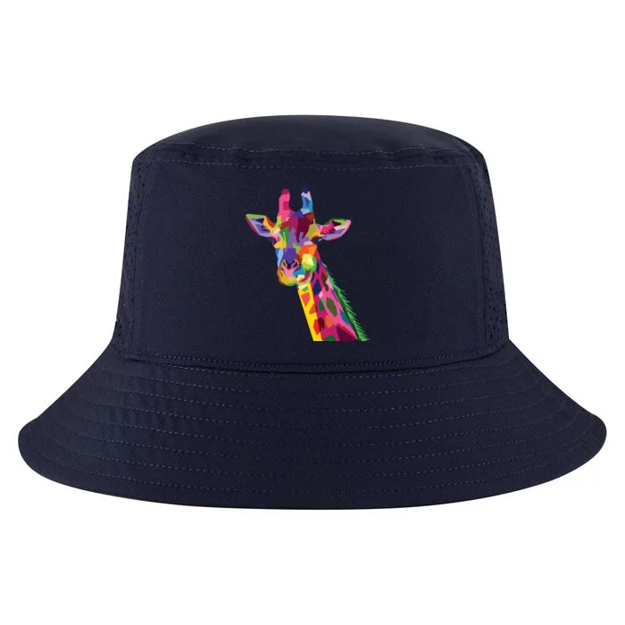 Giraffe Colorful Geometric Mammal Fauna Pop Art Style Cool Comfort Performance Bucket Hat