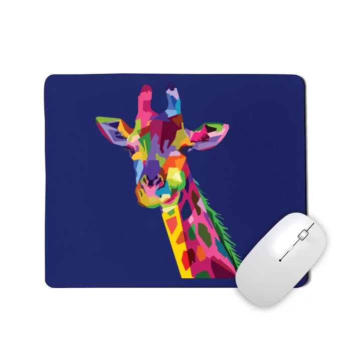 Giraffe Colorful Geometric Mammal Fauna Pop Art Style Mousepad