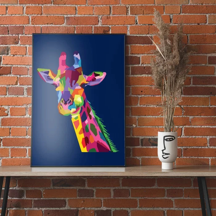 Giraffe Colorful Geometric Mammal Fauna Pop Art Style Poster