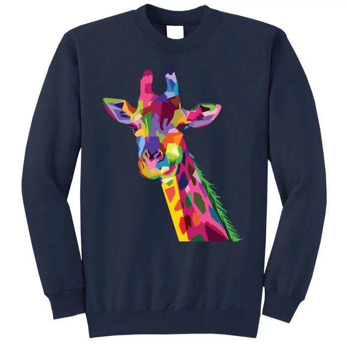 Giraffe Colorful Geometric Mammal Fauna Pop Art Style Tall Sweatshirt