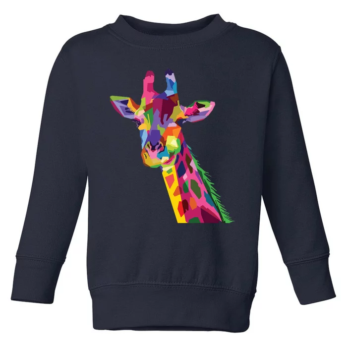 Giraffe Colorful Geometric Mammal Fauna Pop Art Style Toddler Sweatshirt