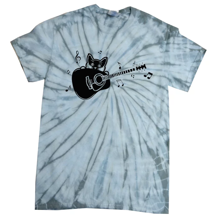 Guitarist Cat Guitar Music Lover Tie-Dye T-Shirt