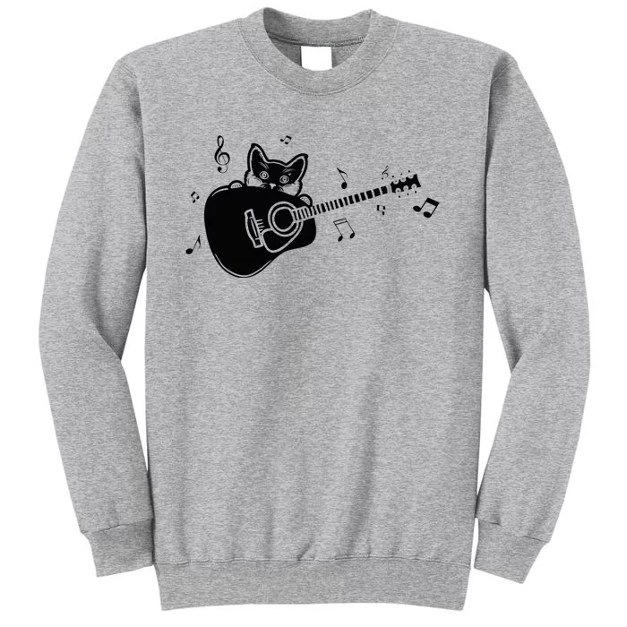 Guitarist Cat Guitar Music Lover Tall Sweatshirt