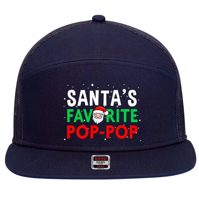 Grandpa Christmas Gift SantaS Favorite Poppop Gift 7 Panel Mesh Trucker Snapback Hat