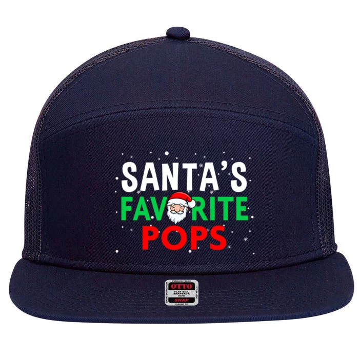 Grandpa Christmas Great Gift SantaS Favorite Pops Funny Gift 7 Panel Mesh Trucker Snapback Hat