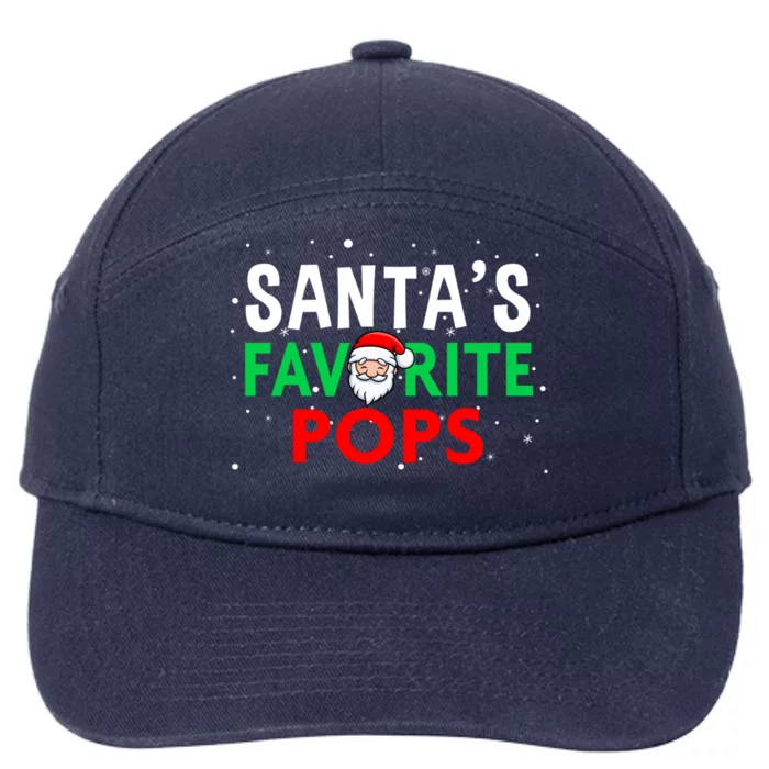 Grandpa Christmas Great Gift SantaS Favorite Pops Funny Gift 7-Panel Snapback Hat