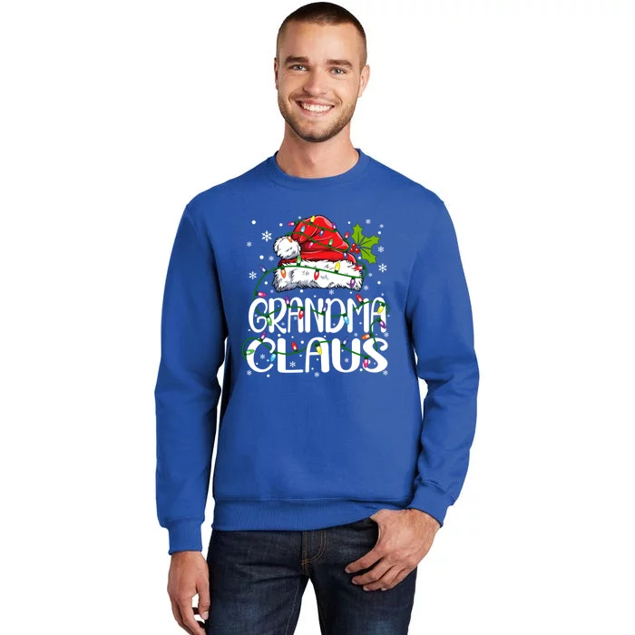 Grandma Claus Gift Christmas Lights Pajama Family Matching Gift Sweatshirt