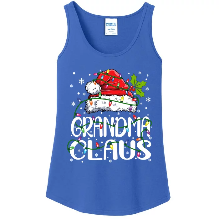 Grandma Claus Gift Christmas Lights Pajama Family Matching Gift Ladies Essential Tank