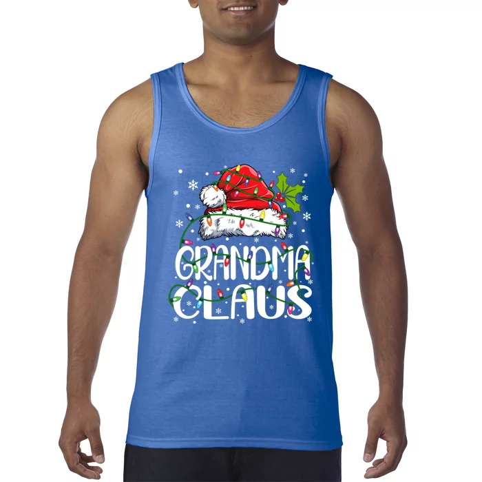 Grandma Claus Gift Christmas Lights Pajama Family Matching Gift Tank Top