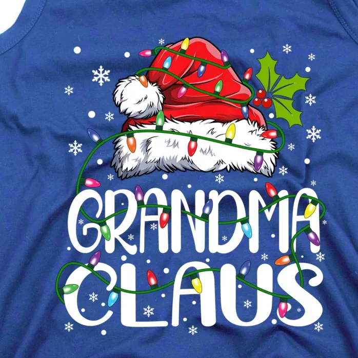 Grandma Claus Gift Christmas Lights Pajama Family Matching Gift Tank Top