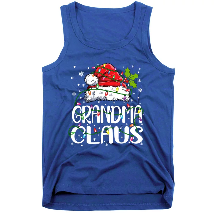 Grandma Claus Gift Christmas Lights Pajama Family Matching Gift Tank Top