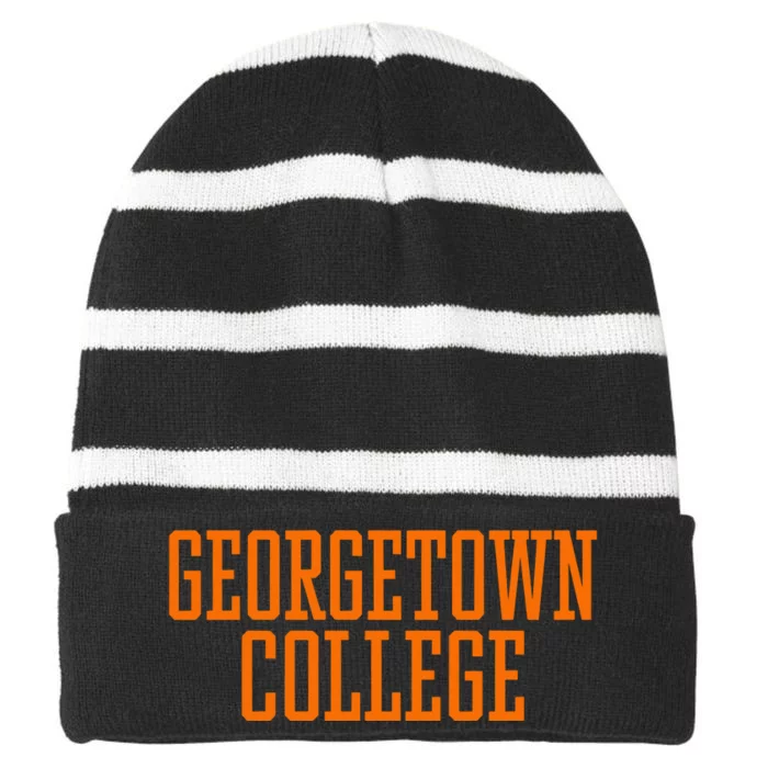 Georgetown College Striped Beanie with Solid Band