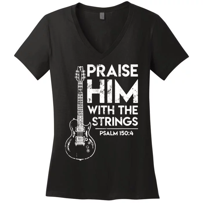 Guitar Christian Guitarist Guitar Player Adult Gift Women's V-Neck T-Shirt