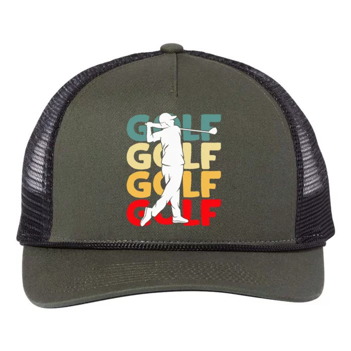 Golf Club Golfing Golfer Retro Rope Trucker Hat Cap