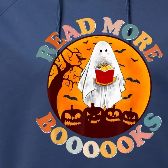 Groovy Cute Ghost Boo Read More Books Funny Halloween Performance Fleece Hoodie