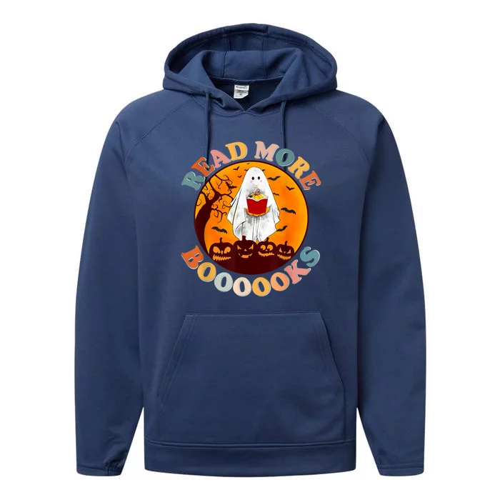 Groovy Cute Ghost Boo Read More Books Funny Halloween Performance Fleece Hoodie