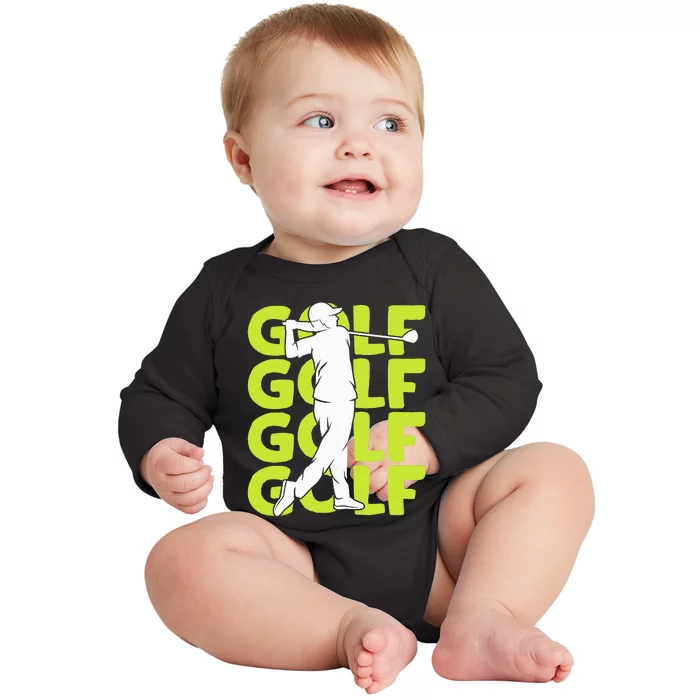 Golf Club Golfing Golfer Baby Long Sleeve Bodysuit