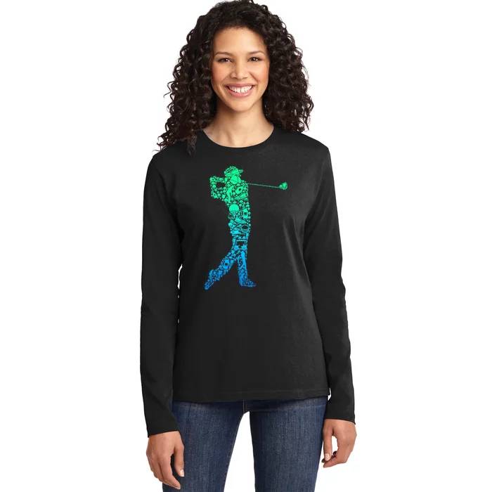 Golf Club Golfer Golfing Ladies Long Sleeve Shirt