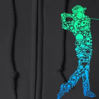 Golf Club Golfer Golfing Full Zip Hoodie