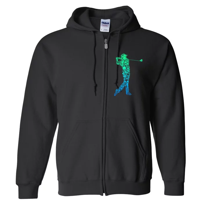 Golf Club Golfer Golfing Full Zip Hoodie