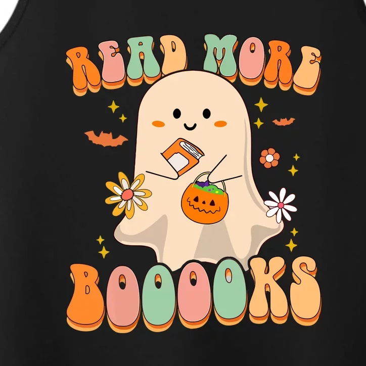 Groovy Cute Ghost Boo Read More Books Funny Halloween Gift Performance Tank