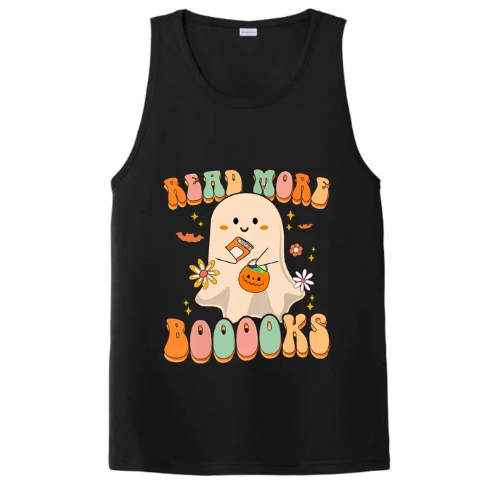 Groovy Cute Ghost Boo Read More Books Funny Halloween Gift Performance Tank