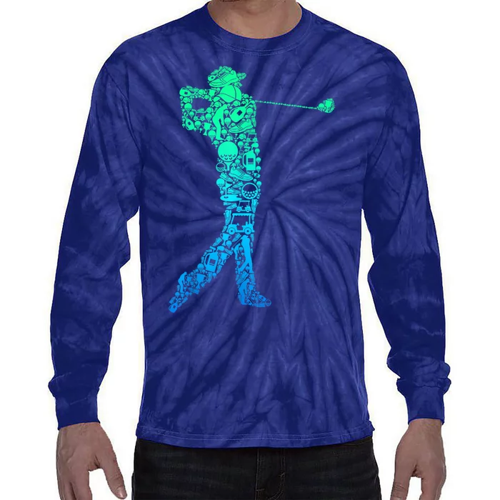 Golf Club Golfer Golfing Gift Tie-Dye Long Sleeve Shirt