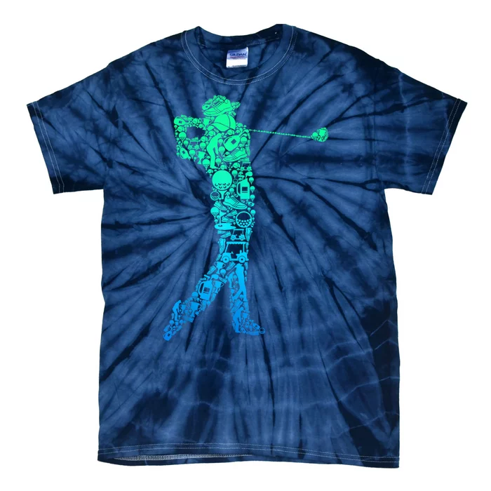 Golf Club Golfer Golfing Gift Tie-Dye T-Shirt