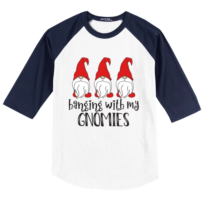 Gnome Christmas Gift Hanging With My Gnomies Cute Gift Baseball Sleeve Shirt