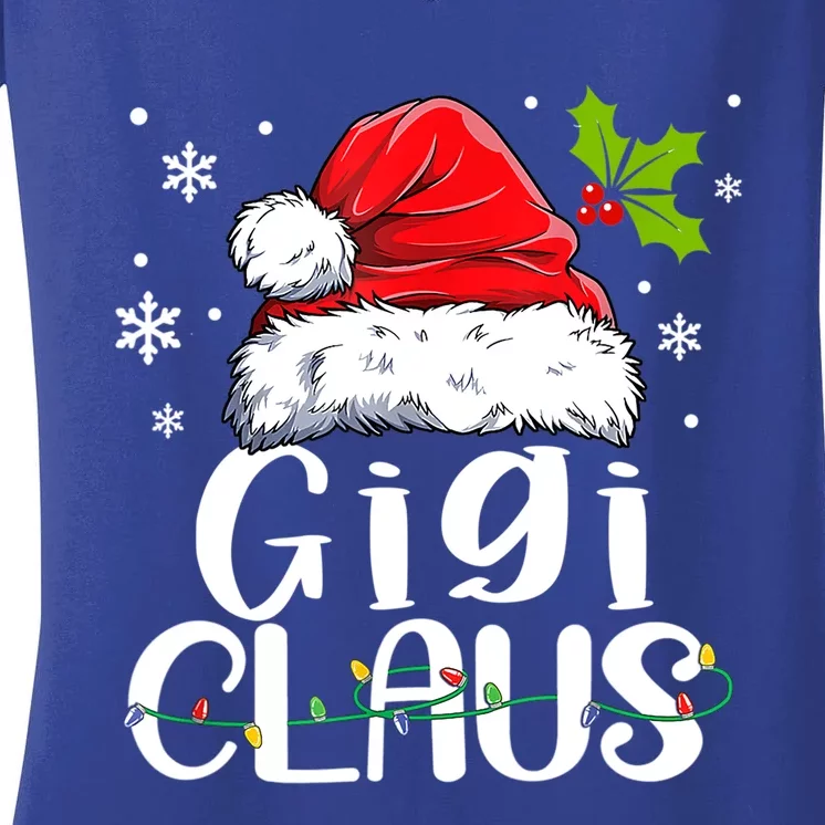 Gigi Claus Gift Christmas Pajama Family Matching Xmas Gift Women's V-Neck T-Shirt