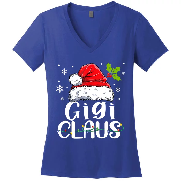 Gigi Claus Gift Christmas Pajama Family Matching Xmas Gift Women's V-Neck T-Shirt