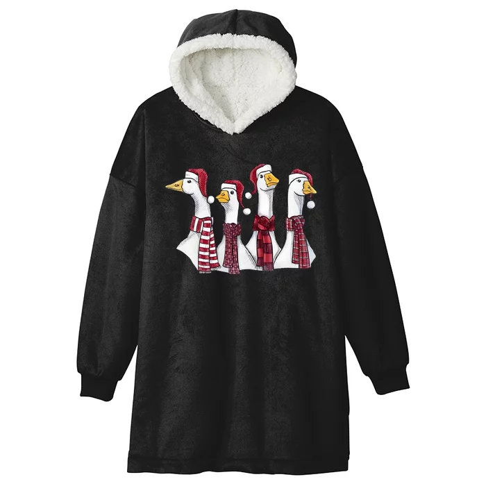 Goose Christmas Geese Crew Neck Hooded Wearable Blanket