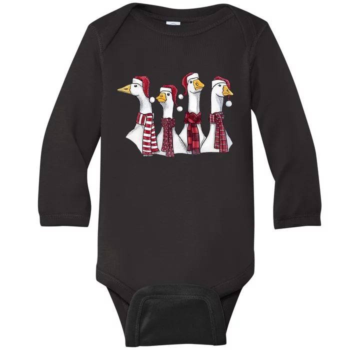 Goose Christmas Geese Crew Neck Baby Long Sleeve Bodysuit