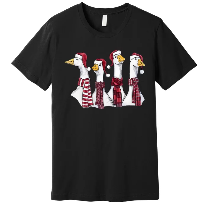 Goose Christmas Geese Crew Neck Premium T-Shirt