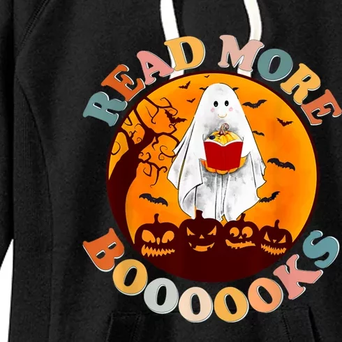 Groovy Cute Ghost Boo Read More Books Funny Halloween Women's Fleece Hoodie