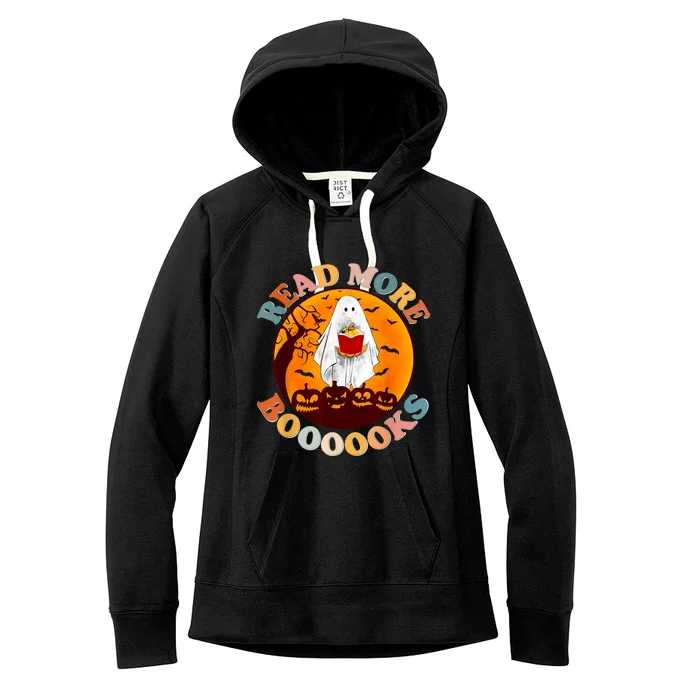 Groovy Cute Ghost Boo Read More Books Funny Halloween Women's Fleece Hoodie